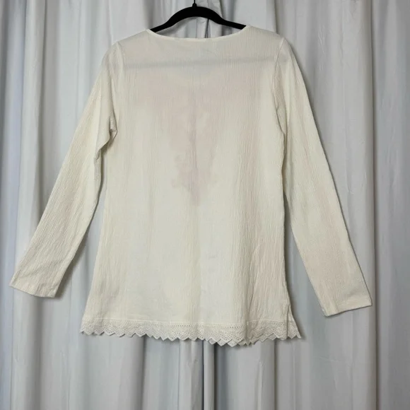 Soft Surroundings Embroidered Tunic Top White Red Pink Size Medium Boho - Picture 8 of 11